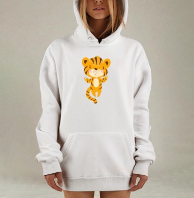 Милый танцующий тигренок для детей, Hoodie Mjhigh Dig, оверсайз, утепленная