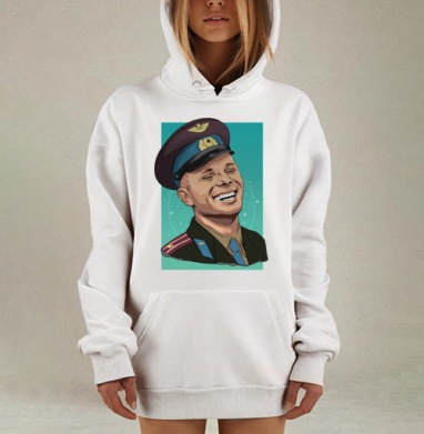 Поп арт иллюстрация советского героя смеющийся летчик космонавт, Hoodie Mjhigh Dig, оверсайз, утепленная