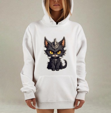 Кот-кошмарик., Hoodie Mjhigh Dig, оверсайз, утепленная