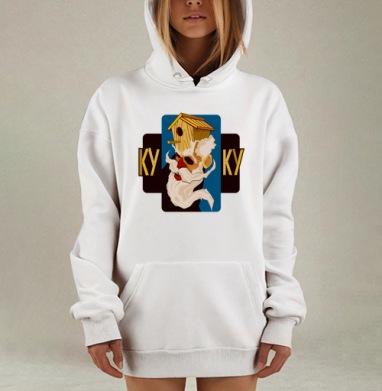 Забавный векторный профиль показывающий портрет деда скворечника, Hoodie Mjhigh Dig, оверсайз, утепленная