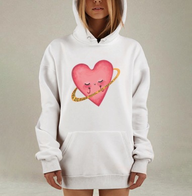 Нежное розовое сердце с любовью и орбитой, Hoodie Mjhigh Dig, оверсайз, утепленная