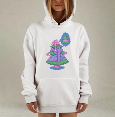 Милая елка в зимней одежде с мечтой о гламуре, Hoodie Mjhigh Dig, оверсайз, утепленная