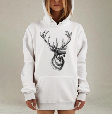 Олень в виртуале, Hoodie Mjhigh Dig, оверсайз, утепленная
