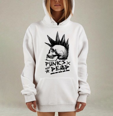 Череп с ирокезом PUNKS NOT DEAD – панк-графика, Hoodie Mjhigh Dig, оверсайз, утепленная