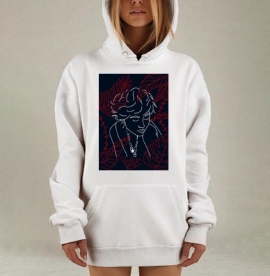 Медитация и природа в линии и цвете, Hoodie Mjhigh Dig, оверсайз, утепленная