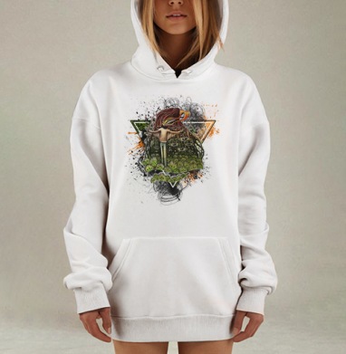 Человек с птичьей головой и корнями глаз, Hoodie Mjhigh Dig, оверсайз, утепленная