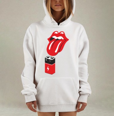 Знаменитые красные губы мощный заряд Роллинг Стоунз батарейка, Hoodie Mjhigh Dig, оверсайз, утепленная