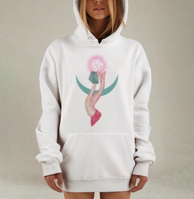 Мистическая рука с кристаллом и солнечным символом, Hoodie Mjhigh Dig, оверсайз, утепленная