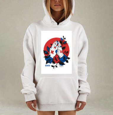 Красное солнце темные ветви гуманитарная помощь Сложенные руки молитва, Hoodie Mjhigh Dig, оверсайз, утепленная