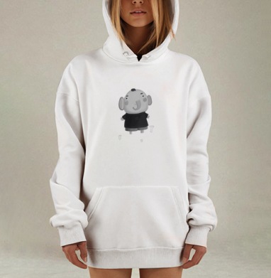 Антропоморфный слон в футболке с бабочкой, Hoodie Mjhigh Dig, оверсайз, утепленная