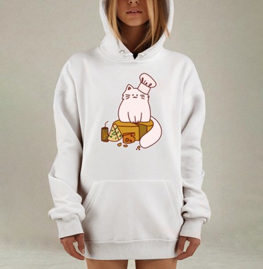 Кот-повар на сырном троне с баночкой КОТОРГЕТИК, Hoodie Mjhigh Dig, оверсайз, утепленная