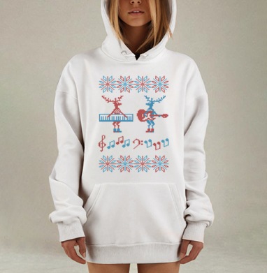 Теплый вязаный свитер с музыкальными оленями, Hoodie Mjhigh Dig, оверсайз, утепленная