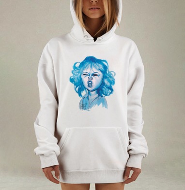 Эмоциональный портрет девочки с гримасой, Hoodie Mjhigh Dig, оверсайз, утепленная