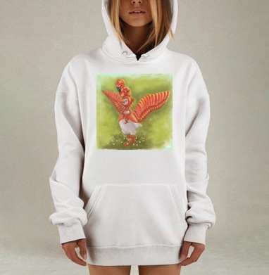 Птица в костюме фламинго с розовыми крыльями, Hoodie Mjhigh Dig, оверсайз, утепленная
