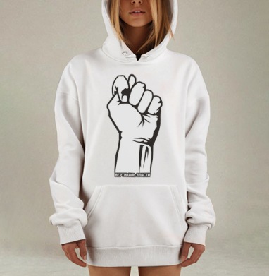 Raised Fist / Поднятый кулак символ сопротивления и вертикаль власти плакат, Hoodie Mjhigh Dig, оверсайз, утепленная