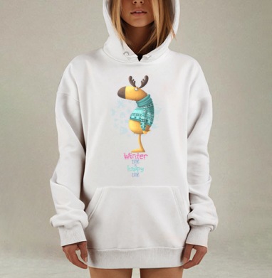 Милый лось в ярком зимнем свитере, Hoodie Mjhigh Dig, оверсайз, утепленная