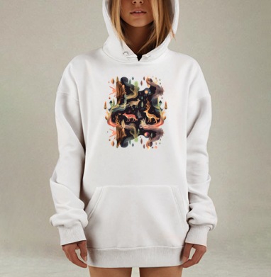 Мистический сюрреализм с этно-фольк мотивами, Hoodie Mjhigh Dig, оверсайз, утепленная