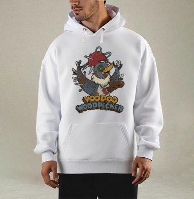 Voodoo Woodpecker Вуду дятел мультяшная стилизованная иллюстрация, Толстовка Mjhigh, утепленная