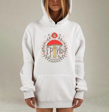 Декоративный лесной венок осенние ягоды Ядовитый красный мухомор, Hoodie Mjhigh Dig, оверсайз, утепленная