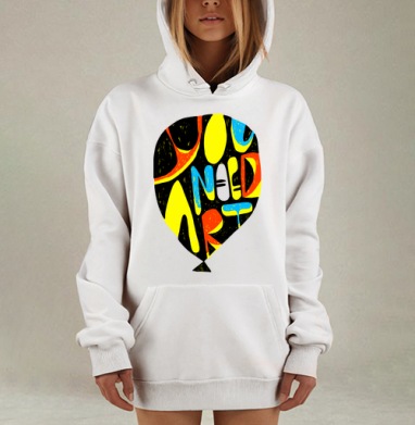 Яркое граффити с посланием «You Need Art», Hoodie Mjhigh Dig, оверсайз, утепленная