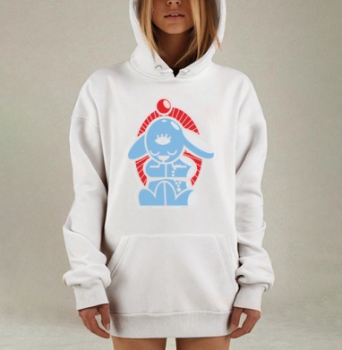 Синий кролик в медитации с третьим глазом, Hoodie Mjhigh Dig, оверсайз, утепленная