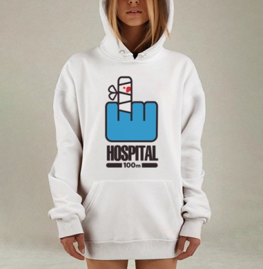 Юмористический травмированный пальцы больница 100м, Hoodie Mjhigh Dig, оверсайз, утепленная