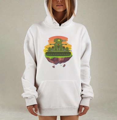 Multi-Turret Soviet Tank / Грозная машина Пали из всех башен!, Hoodie Mjhigh Dig, оверсайз, утепленная