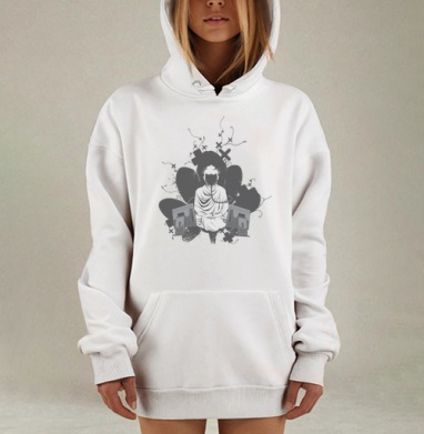 Будда в кислородной маске и мониторах – дихание технологий, Hoodie Mjhigh Dig, оверсайз, утепленная
