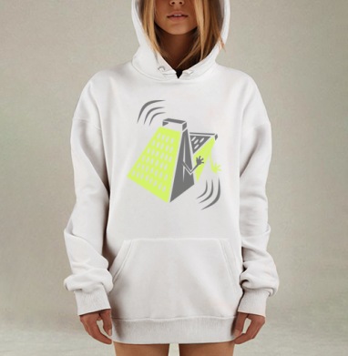 Кухонная терка с фантазийным существом на зеленом фоне, Hoodie Mjhigh Dig, оверсайз, утепленная