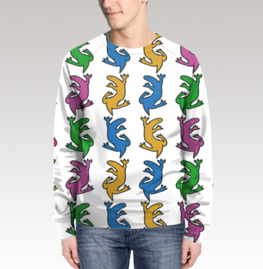 Разноцветные ящерицы на сером фоне Colorful lizards on gray background, Свитшот мужской 3D