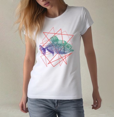 Fish, Футболка женская белая 180гр