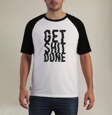 Футболка GET SHIT DONE в стиле гранж - Футболка мужская REGULAR реглан бел/черный, страница 7
