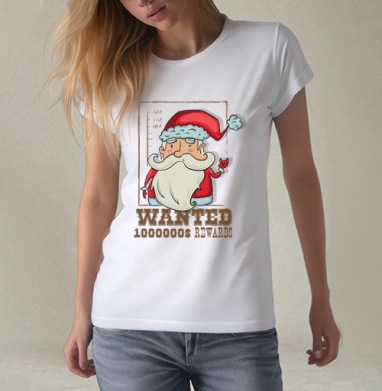 Santa wanted, Футболка женская белая 180гр