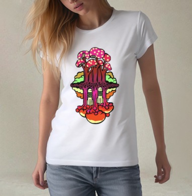 Фантастическое грибное дерево с ракетами в бордовых тонах - ну такое
