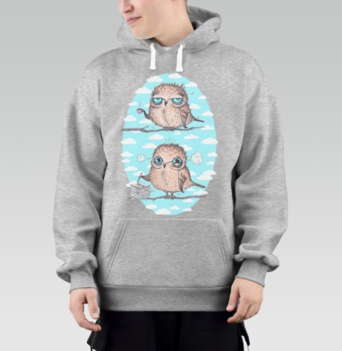 Милые совята: утро и работа – арт-принт, Толстовка Mjhigh–Mel, утепленная