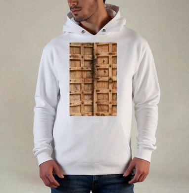 DoorsWoodSingleOld0011_L, Толстовка белая Regular, утепленная