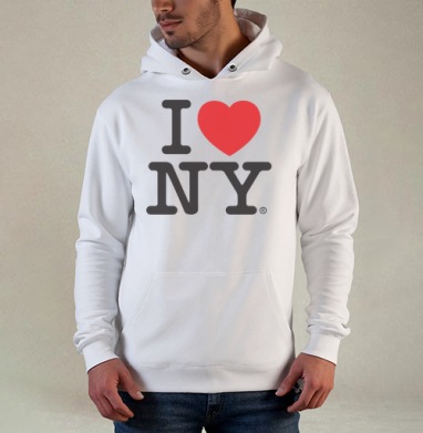 I Love NY, Толстовка белая Regular, утепленная
