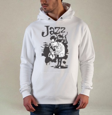 Jazz trio, Толстовка белая Regular, утепленная