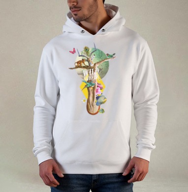 Wild surfer, Толстовка белая Regular, утепленная