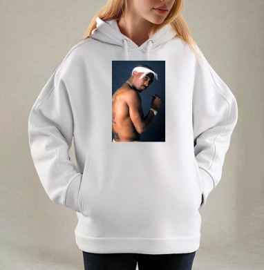 2pac_watches_desktop_1969x3000_wallpaper-285425, Толстовка / Женская/ Оверсайз / Начес / Белая / C принтом