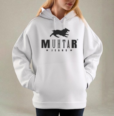 Энергичный фирменный знак для повседневной носки MUHTAR JEANS / МУХТАР ДЖИНСЫ, Толстовка / Женская/ Оверсайз / Начес / Белая / C принтом