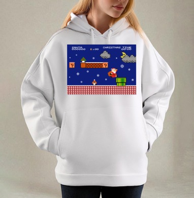 Santa Mario, Толстовка / Женская/ Оверсайз / Начес / Белая / C принтом