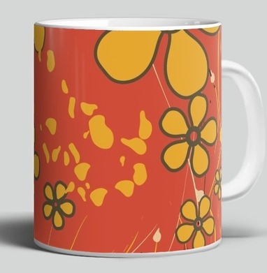Yellow Flowers Retro Pattern – Желтые цветы ретро узор оранжевого цвета - Магазин футболок mastoidishka - Дизайнерские принты