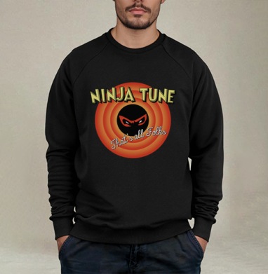 Ретро-логотип Ninja Tune в стиле Looney Tunes - Свитшот мужской черный петля/начес, страница 14