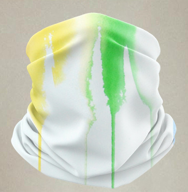 Акварельные краски Радужный градиент 6 цветов - Бандана-труба лыжная Балаклава спортивная бафф (двусторонний) принт / черный микрофлис