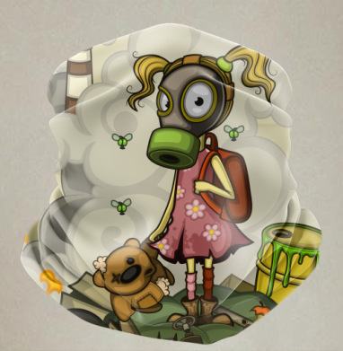 Девочка с противогазом на мусорной горе - Бандана-труба лыжная Балаклава спортивная бафф (двусторонний) принт / черный микрофлис