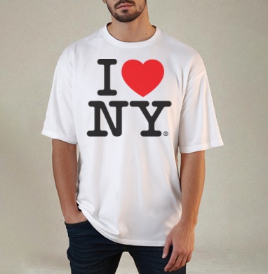 I Love NY, Футболка / Мужчинам / Оверсайз / Белая / C принтом