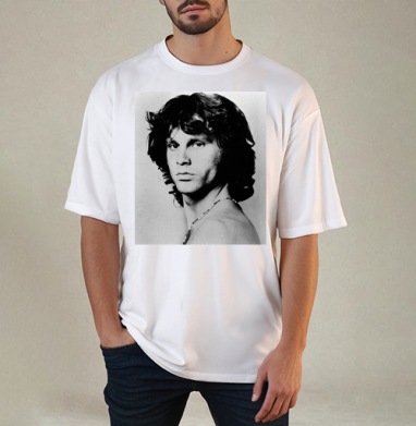 Jim_Morrison_Pardon_Bati, Футболка / Мужчинам / Оверсайз / Белая / C принтом