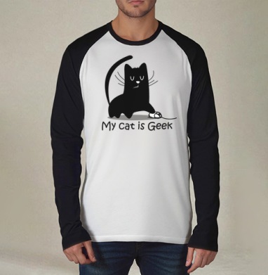 My cat is Geek, Футболка длинный рукав / Мужчинам / Реглан / Принт