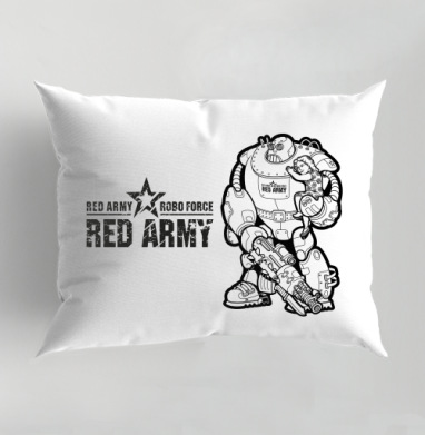 Ретрофутуристичный военный робот несет девочку в объятиях Red Army Robd Force, Подушка декоративная 50х70 см